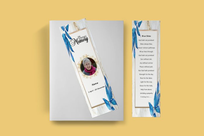 Blank Funeral Bookmark Template